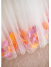 Ivory Satin Tulle Petals Knee Length Flower Girl Dress 